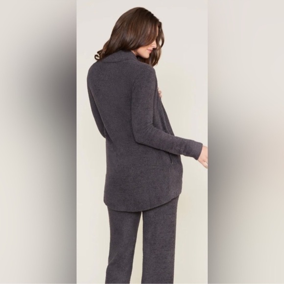Barefoot Dreams CozyChic Lite Circle Sweater Open Knit Cardigan Medium Carbon - Picture 2 of 10